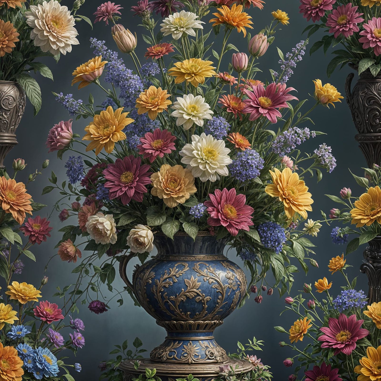 Fantastical Vase of Flowers in Detailed Matte Painting