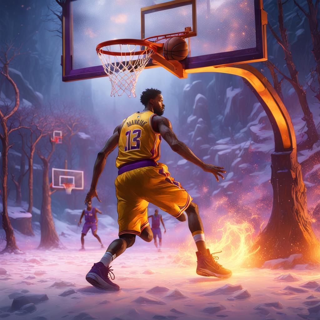 Icy Fire Basketball: Dark Fantasy Concept Art