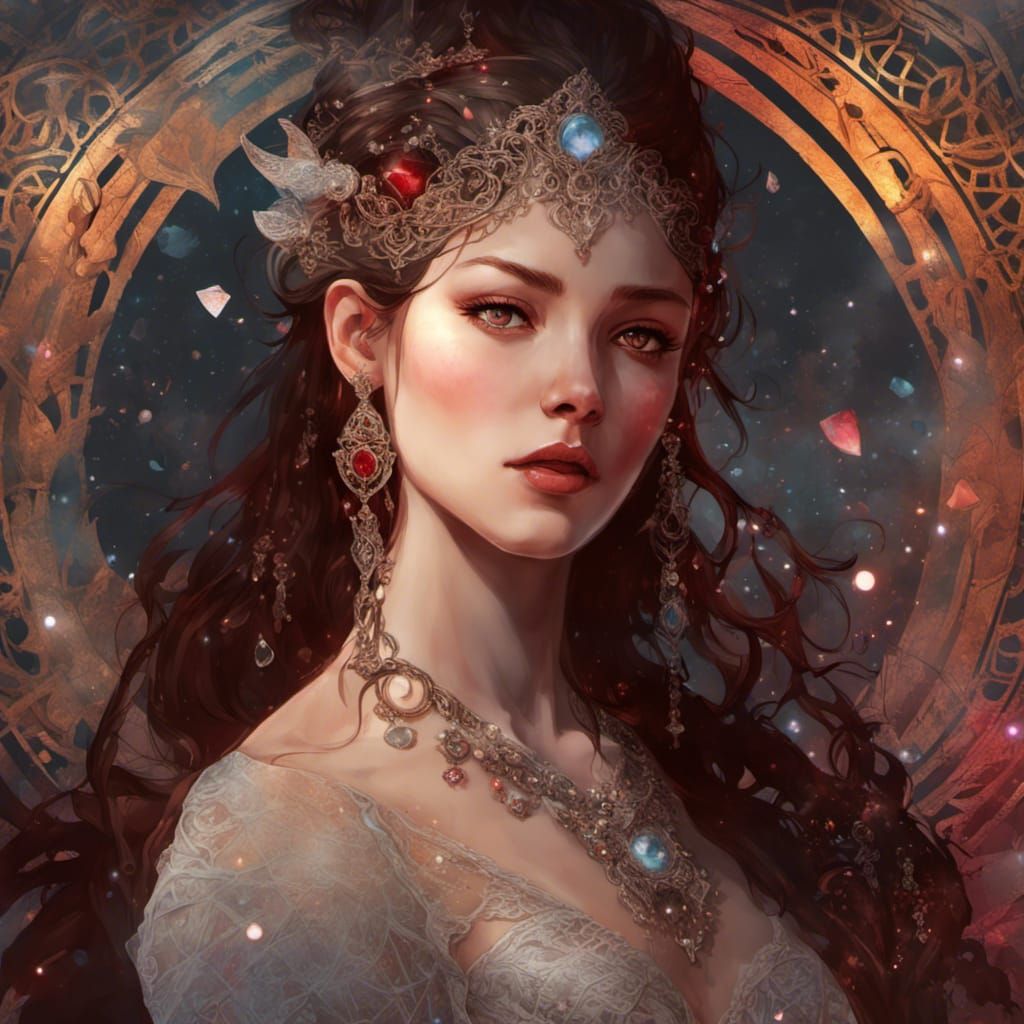 Celtic Moon Goddess in Gems and Diamond Dust