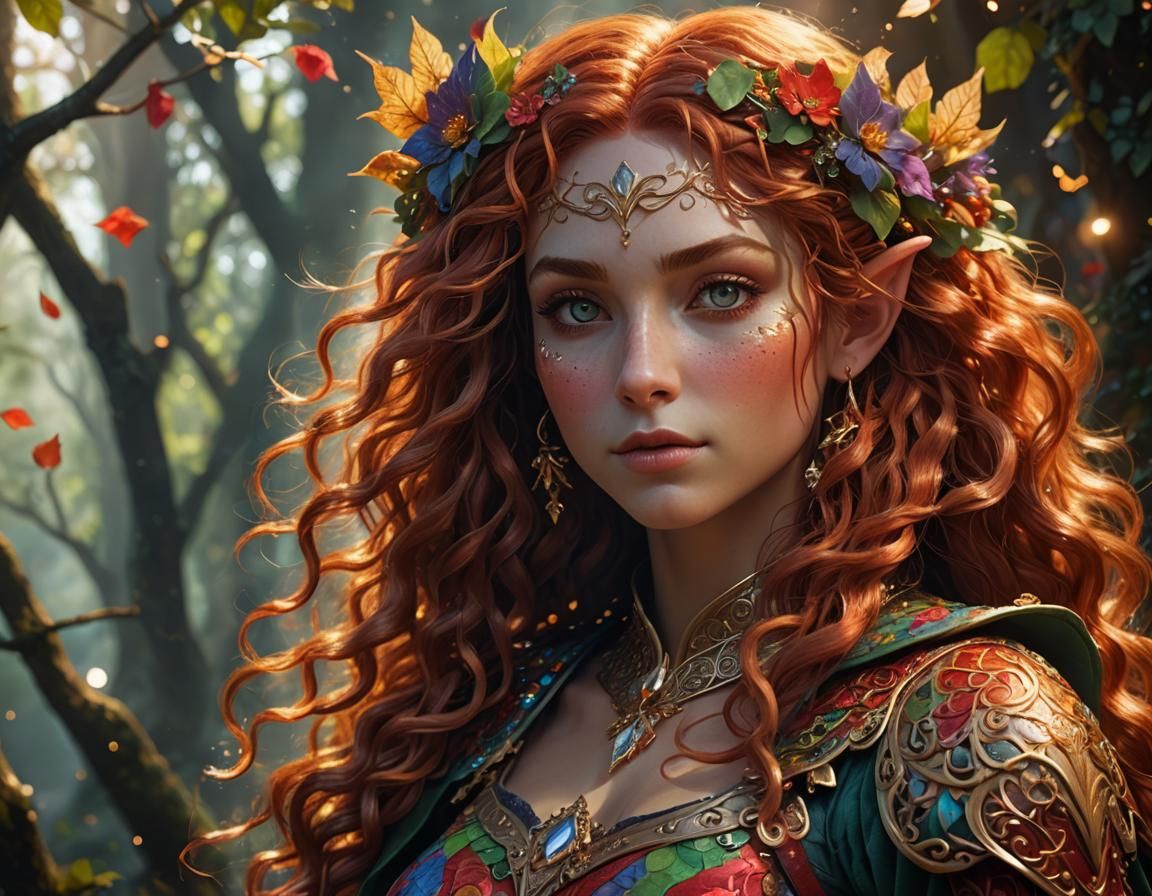 Fantasy Elf with Red Hair: Digital Concept Art