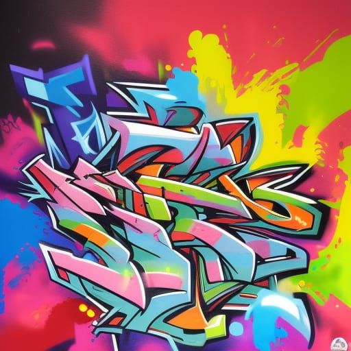 Colorful Graffiti Art Gamer Setup in Street Art Style
