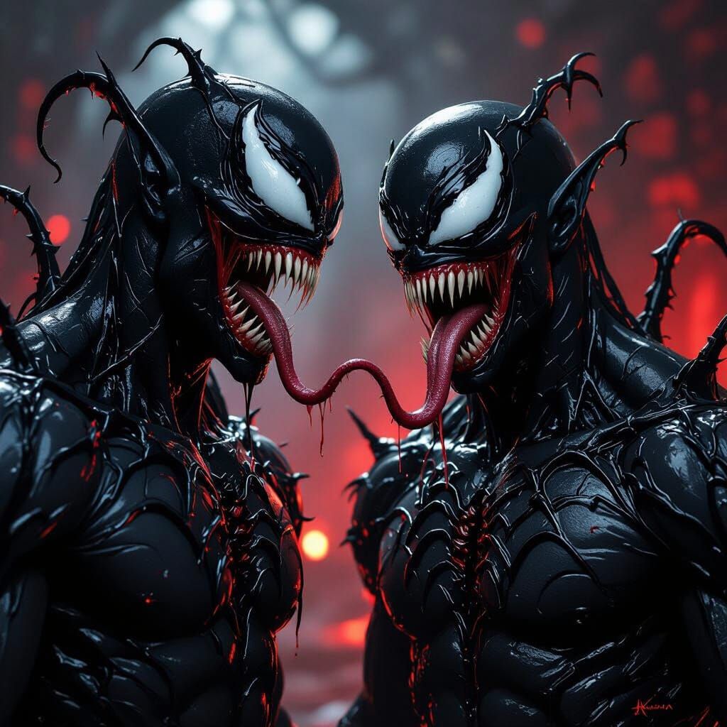 Dark Fantasy Drow Warriors Infested by Venomous Symbiotes