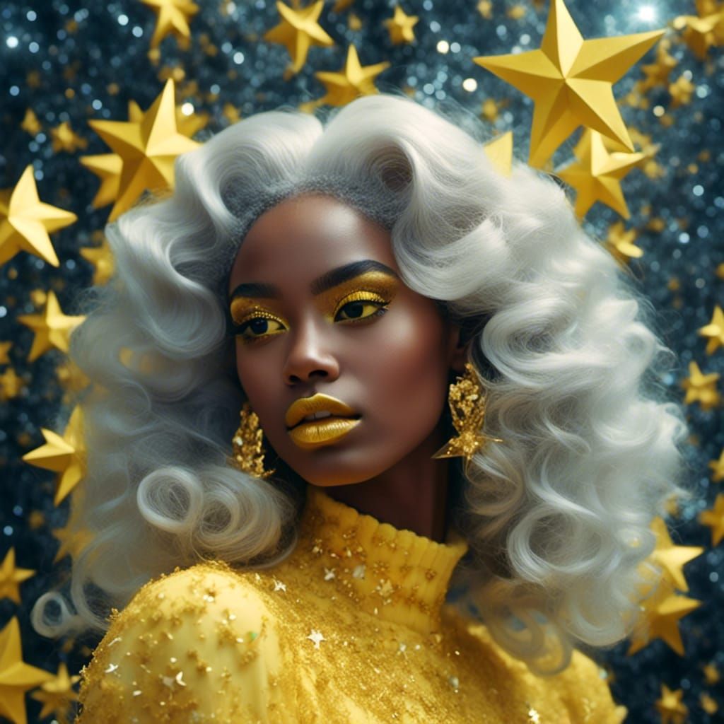 Beautiful Woman with Galaxy Hair in Cinematic Style