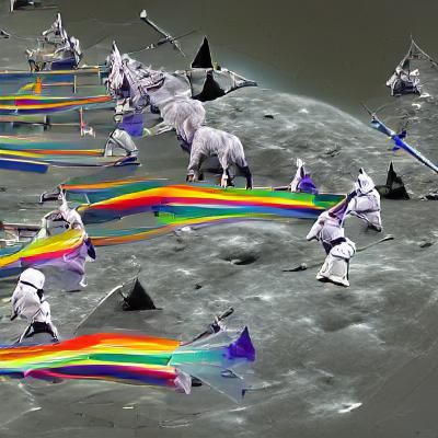 Unicorns Charleston Dance on the Moon