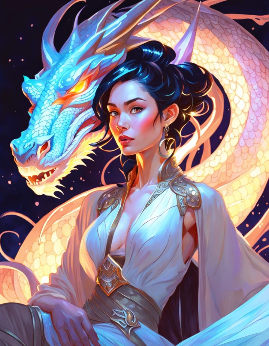 Sorceress on Dragon in Hyper-Realistic Digital Art