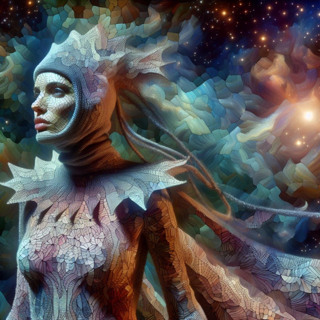 Hylozoic Woman in Dreamlike Techno-Construction Lace