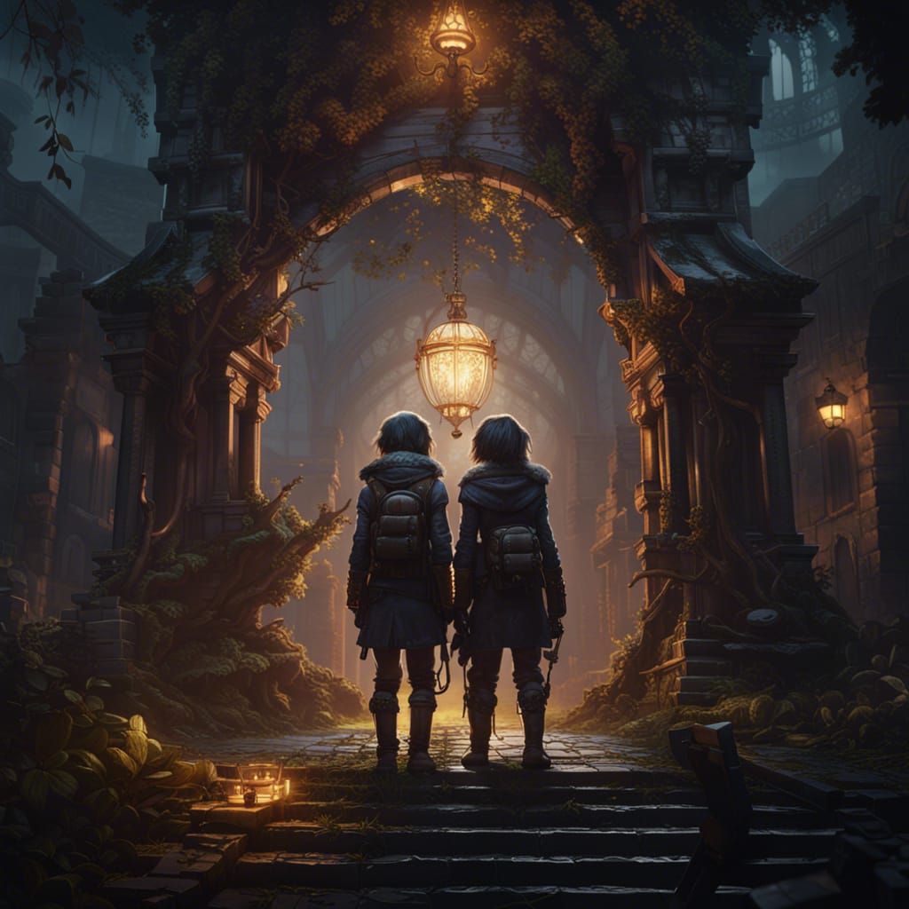 Best Friends Forever in Dark Fantasy Style