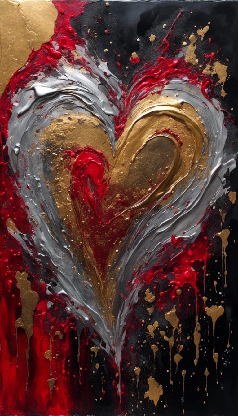 Abstract Heart in Ink Art Style