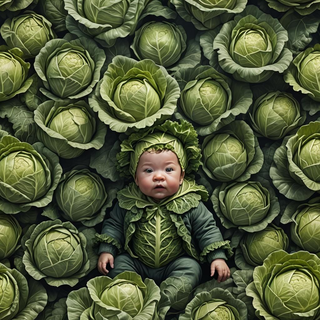 Fantastical Baby Cabbage in Detailed Matte Painting