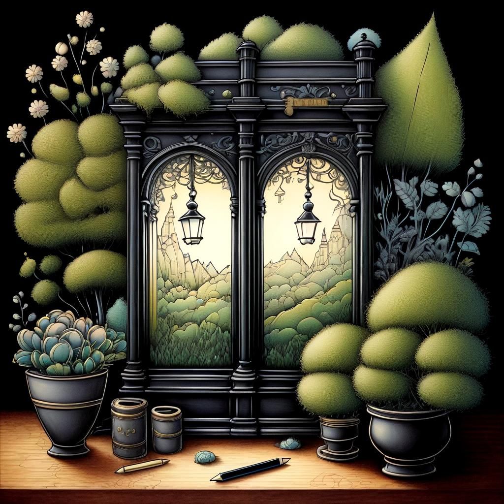 Surreal Silhouette Collage Art with Moon and Stars