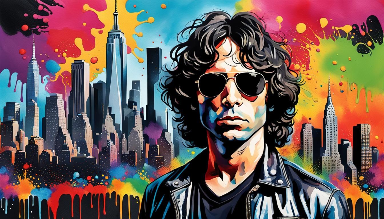 Jim Morrison Portrait with Acrylic Paint Drip in Pop Art