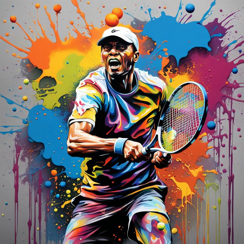 Vibrant Graffiti Art Tennis Scene