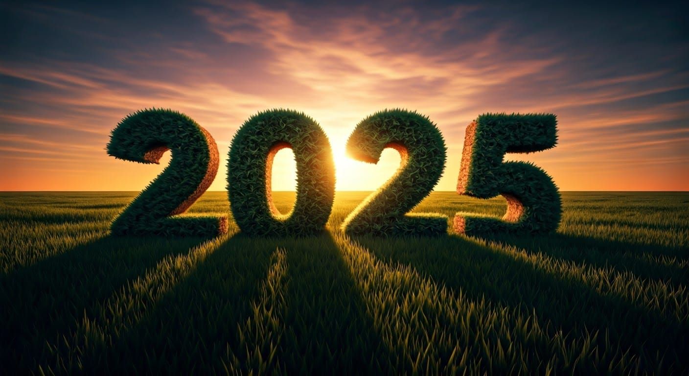 Epic Hyperrealistic Concept Art of Metallic '2025' in Sunset...