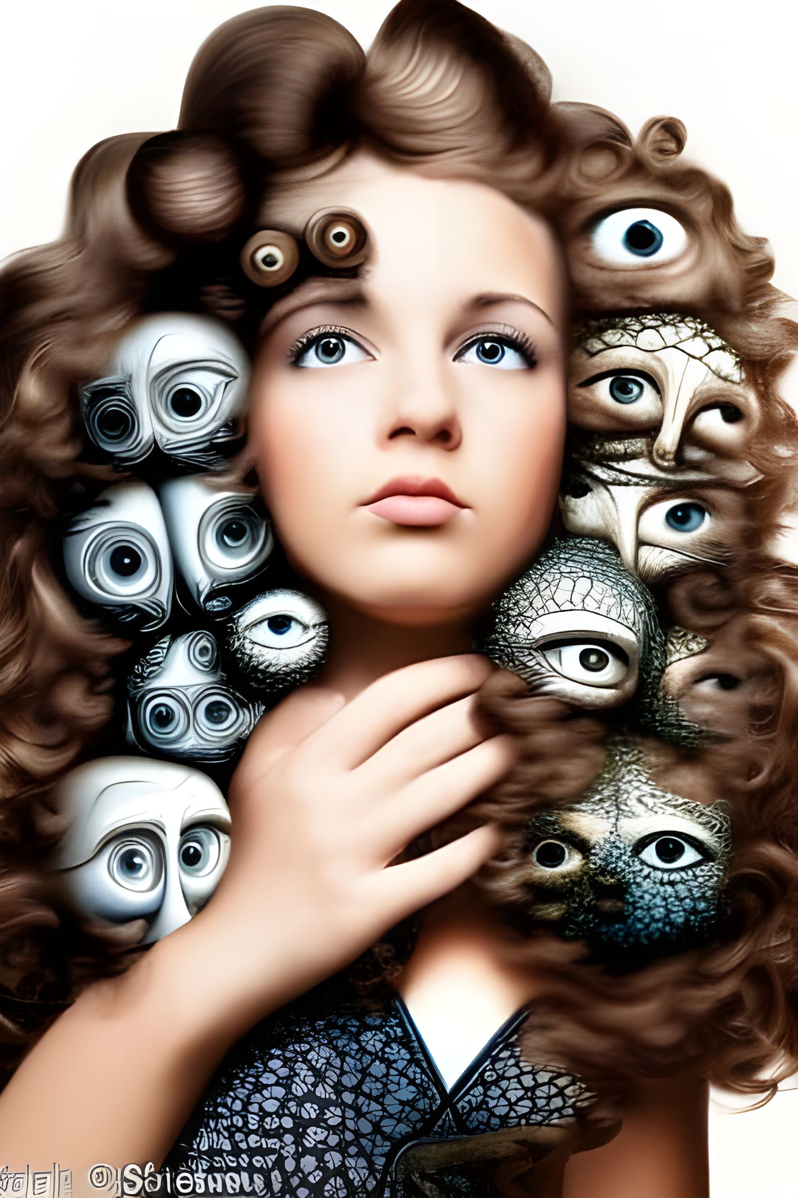 Eerie Eyeball Clusters in Dark Fantasy Style