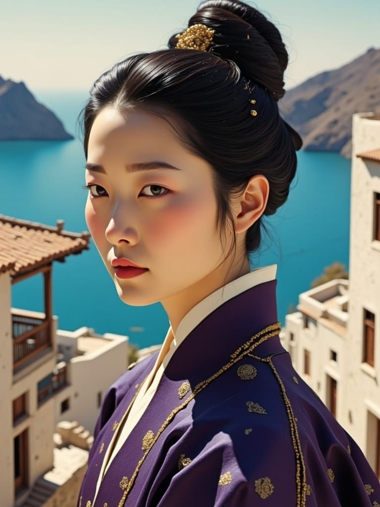 Ethereal Korean Noblewoman in Byzantine-Inspired Portrait St...