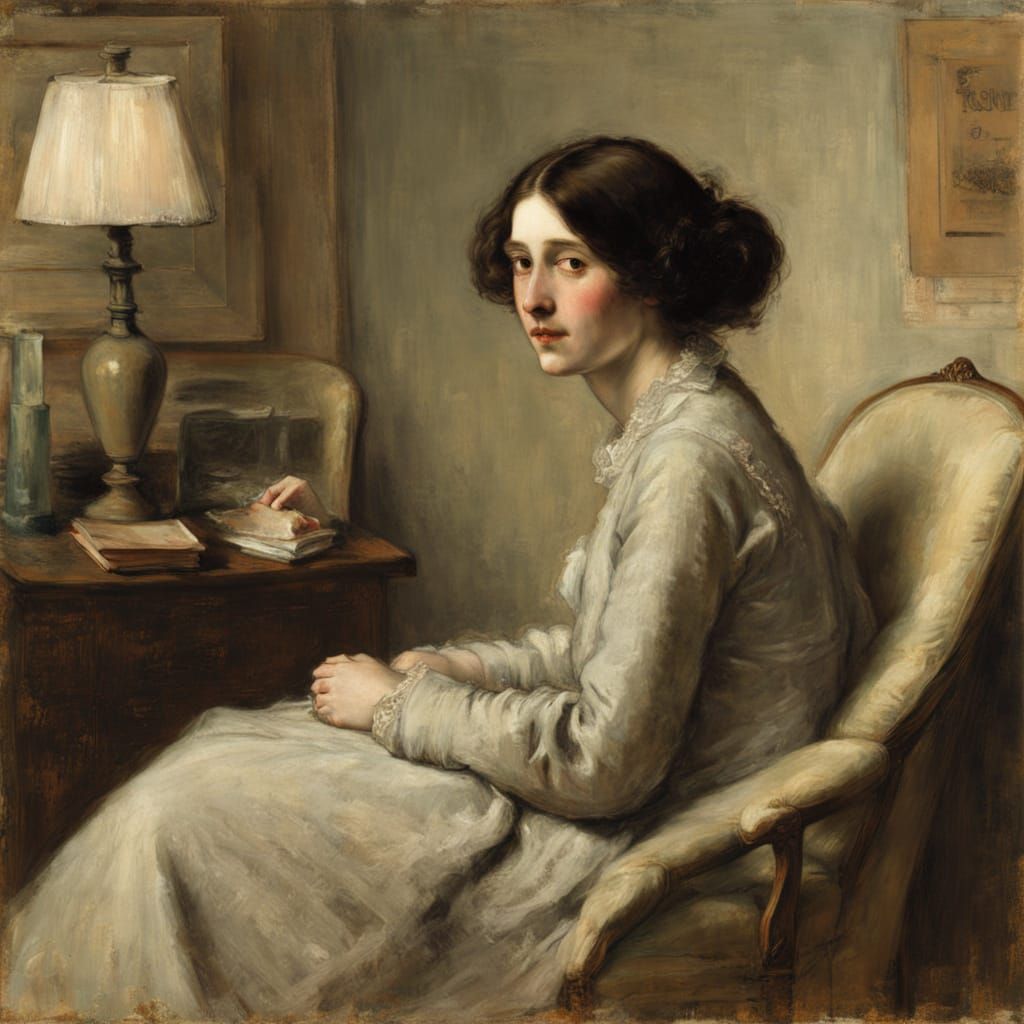 Post-Impressionistic Sleepless Poet in Velvet Painting Style