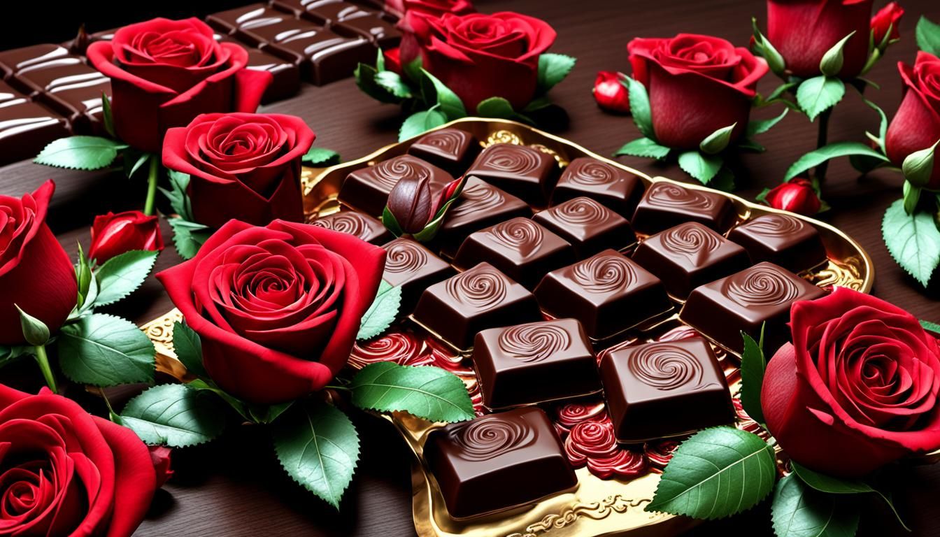 Chocolates and Roses in Hyperrealistic Detail