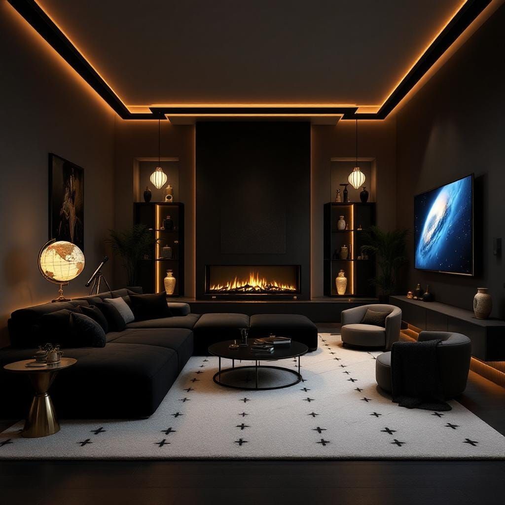 Cozy Living Room with Dark Antique and Modern Luxury