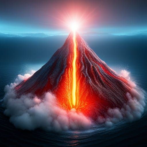 Underwater Volcano Eruption in Detailed Digital Art