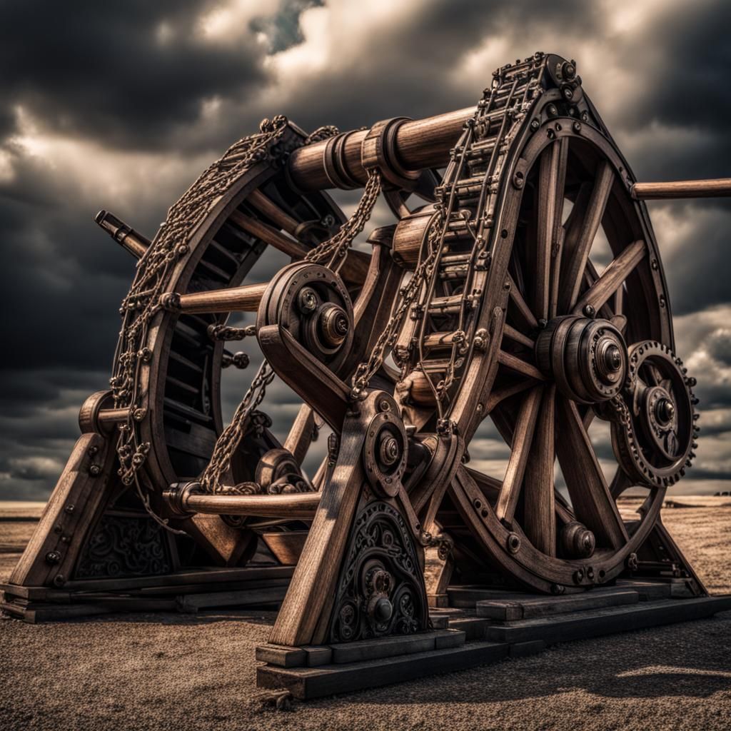 Hyperrealistic Catapult with Intricate Details