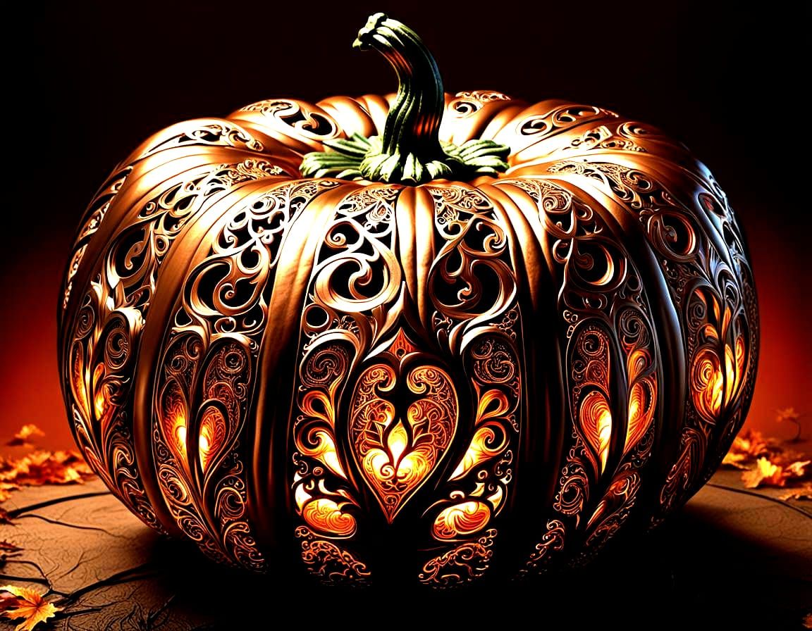 Bronze Pumpkins with Fractal Filigree Design