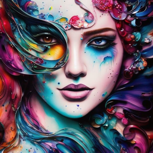 Delicious Donut Portrait in Hyperdetailed Gouache Illustrati...