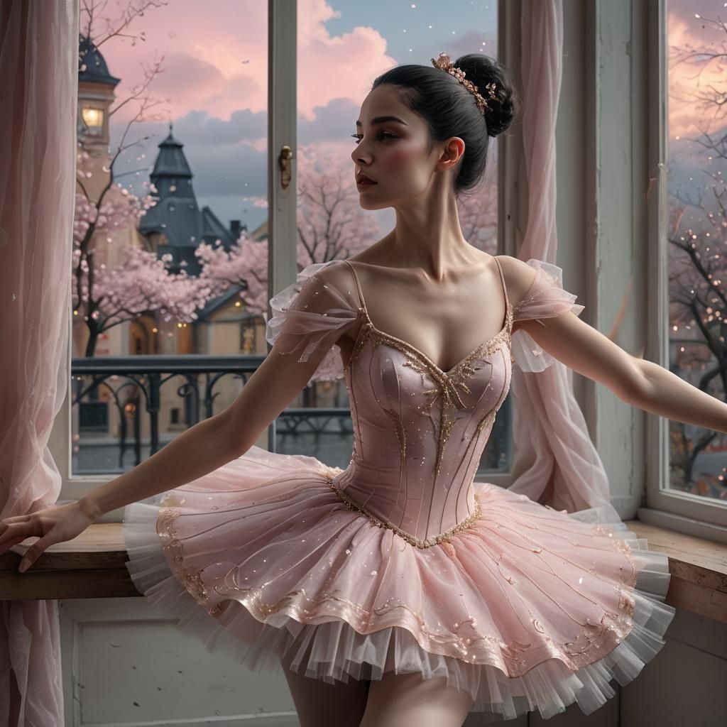 Ballerina en Pointe in Klimt Style