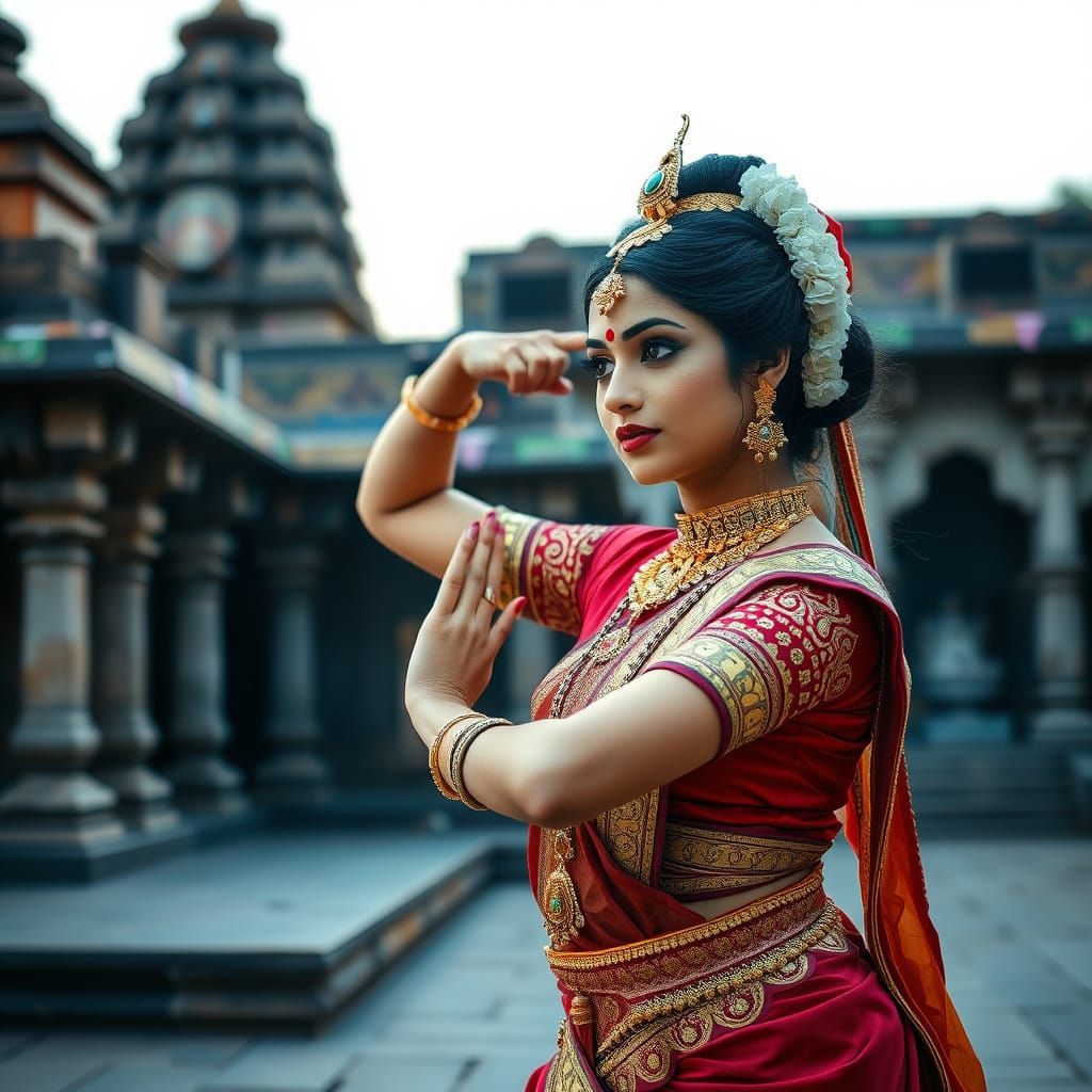 Indian Classical Dance Performance in Temple Setting