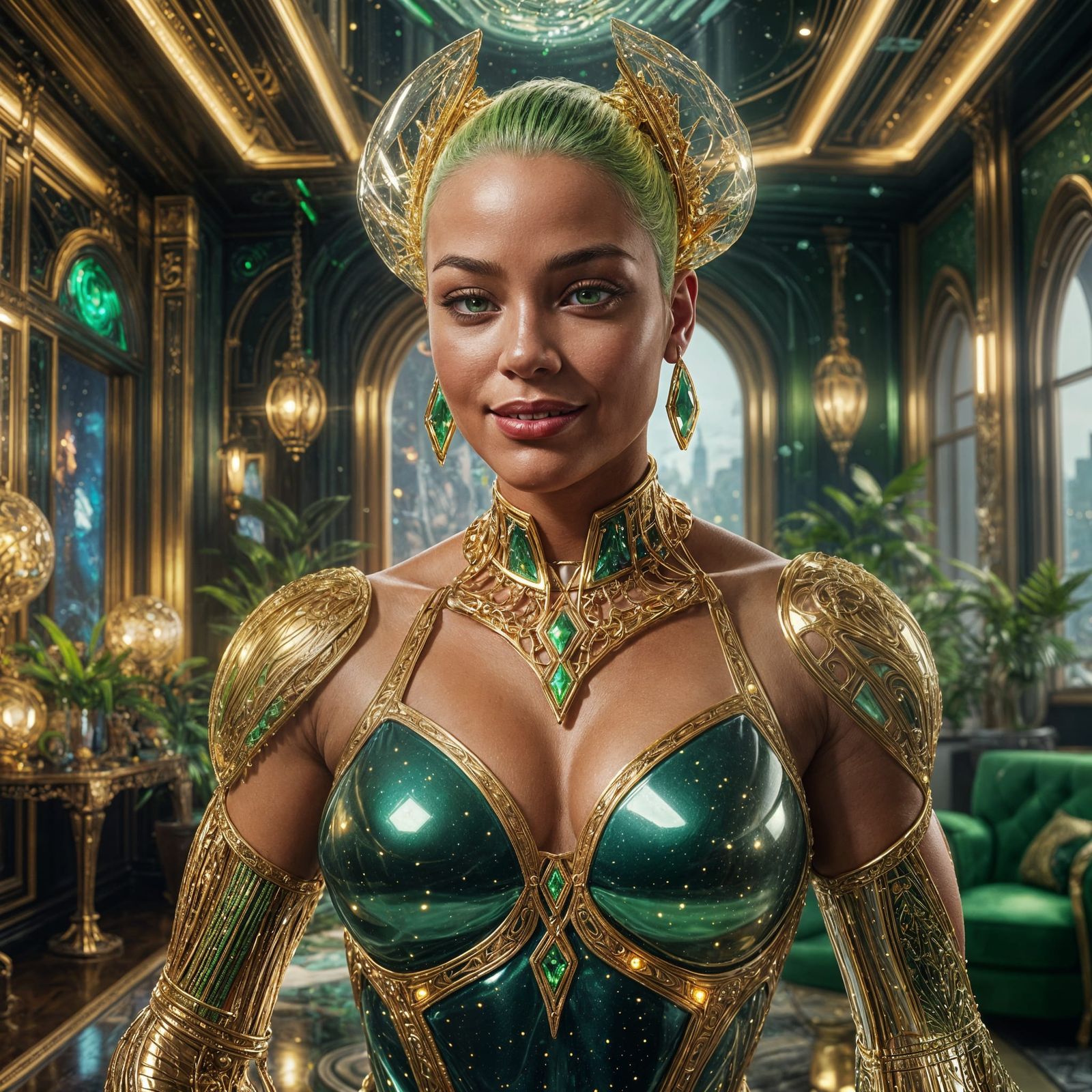 Alien Woman in Crystal Gown: Fantasy Concept Art