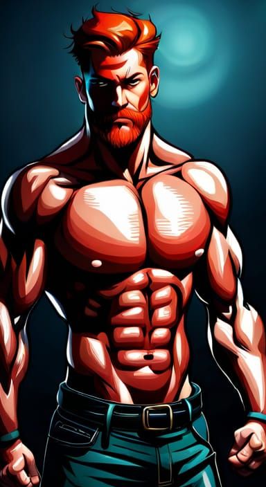 Masked Redhead Hero in Zentai Suit: Detailed Matte Painting