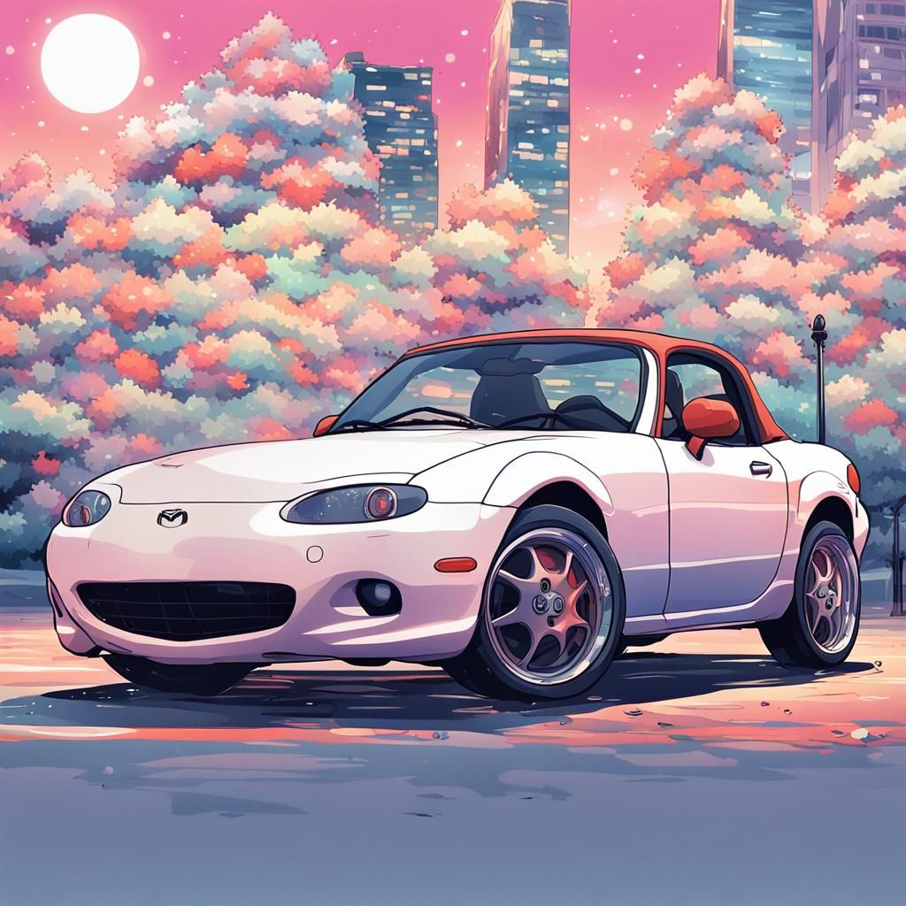 Anime Style 1995 Mazda Miata Illustration