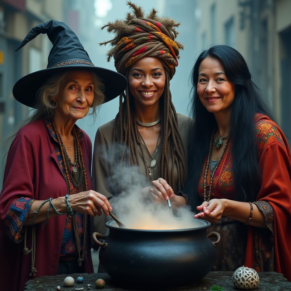 Contemporary Witches Brew Potion in Urban Setting