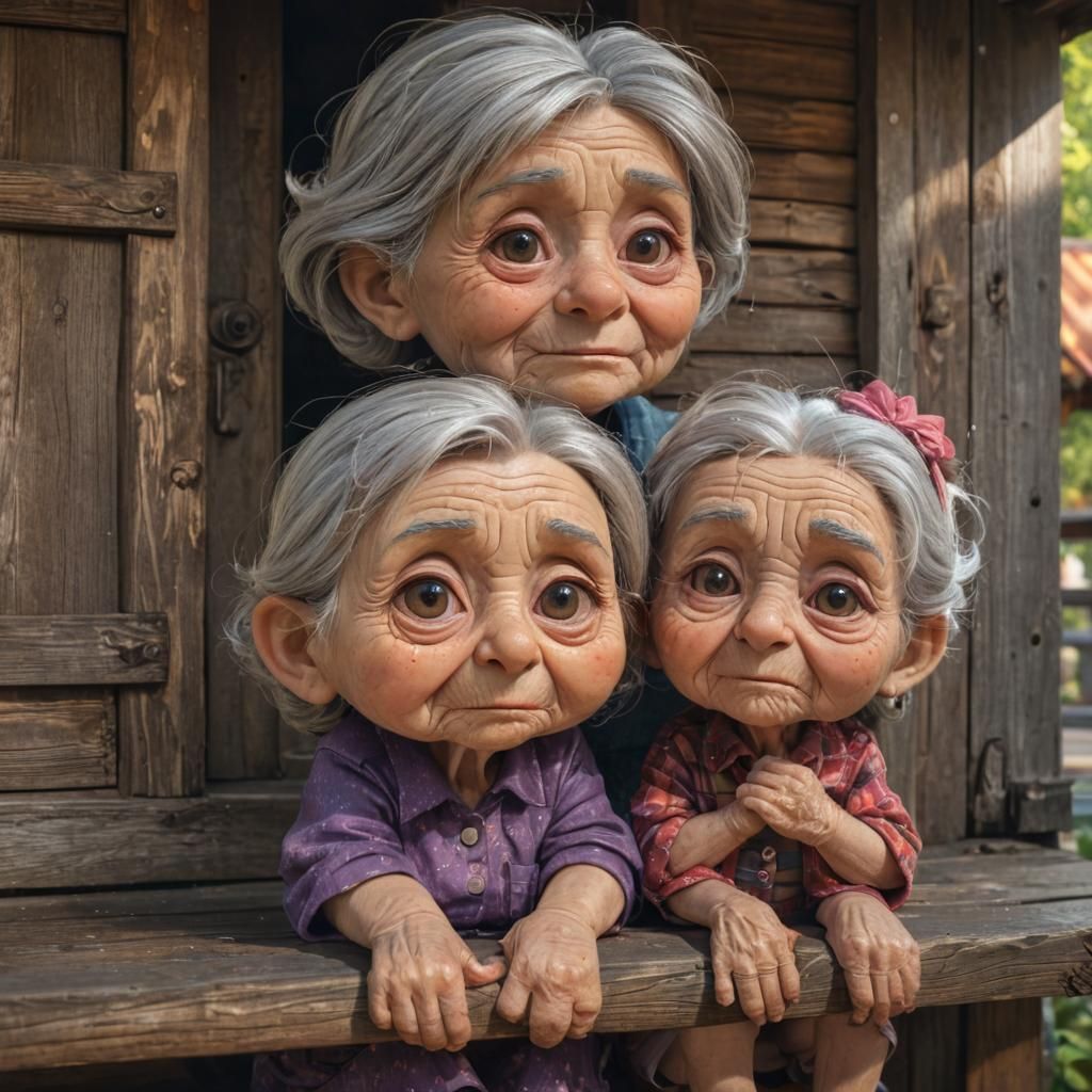A captivating chibi 3D render of an adorable wrinkled, overs...