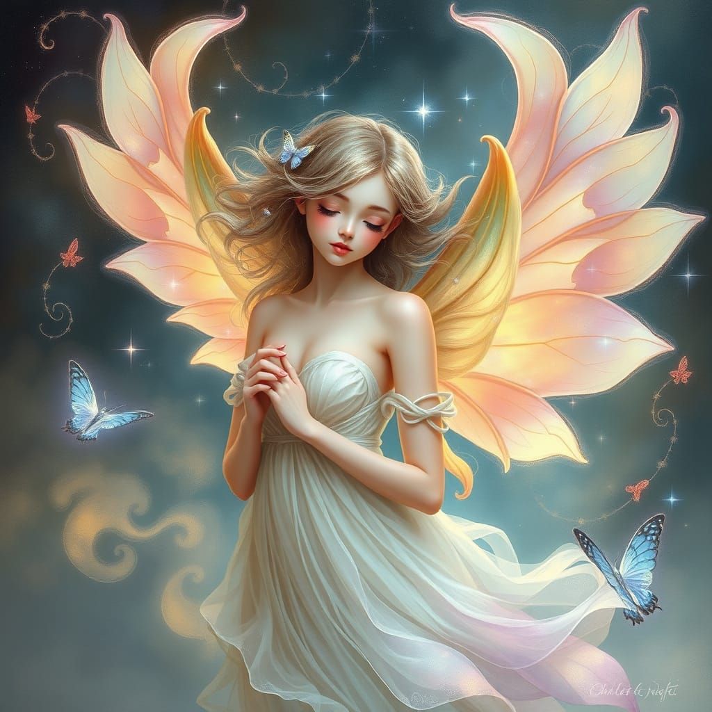 Enchanted Fairy in Whimsical Fantasy Scene