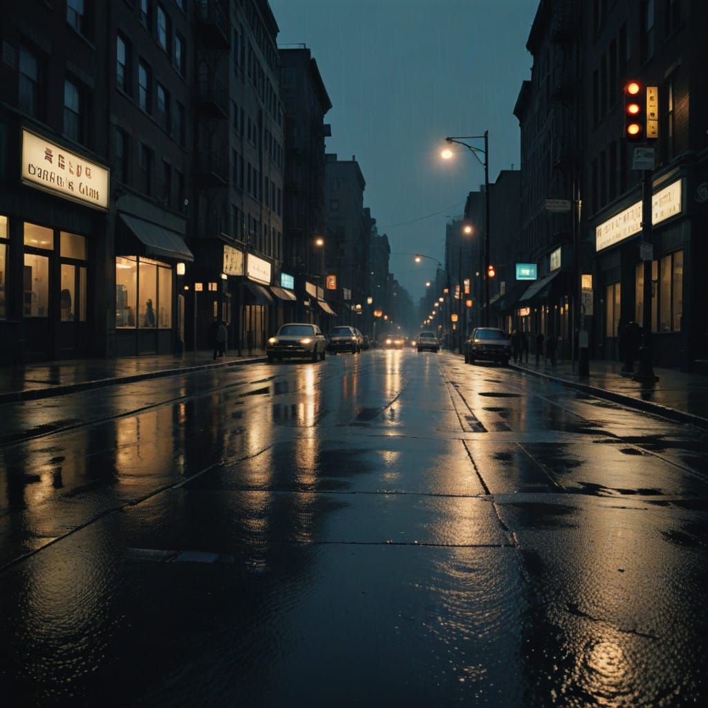 Golden City Street at Dusk, Cinematic Mood