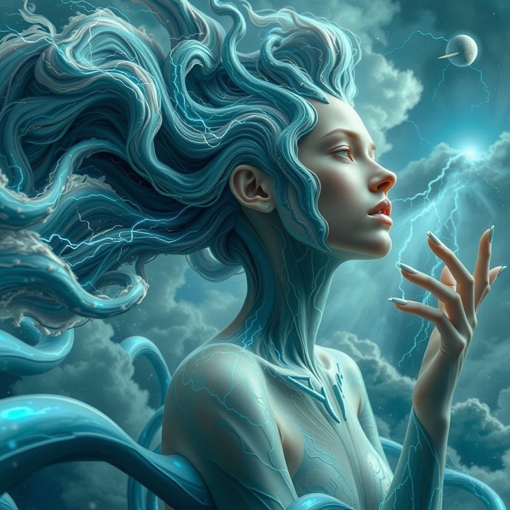 Electric Lightning Being Soaring Through Storm Clouds