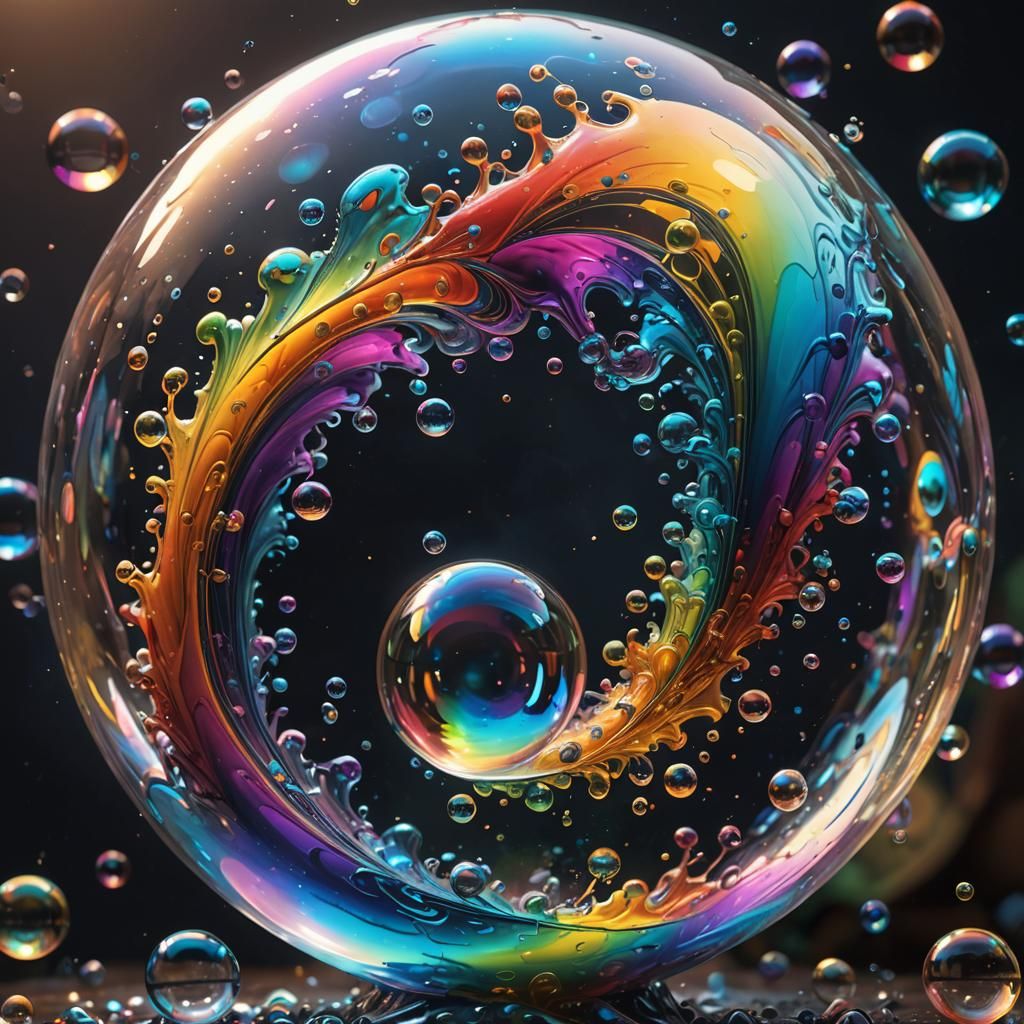 Rainbow Bubble: Hyperrealistic Splash Art in 8k