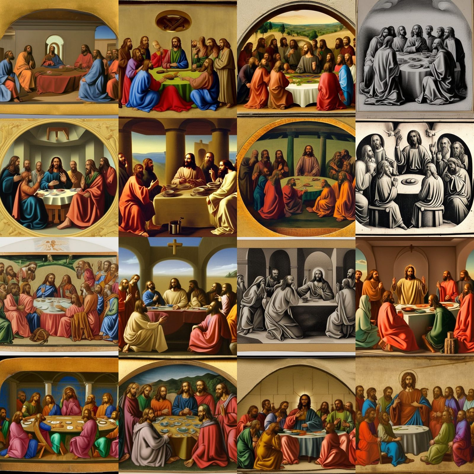 Jesus Christ and Disciples Gathered Around Table