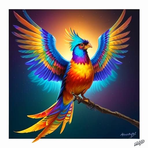 Colorful Phoenix Bird in 3D Digital Art