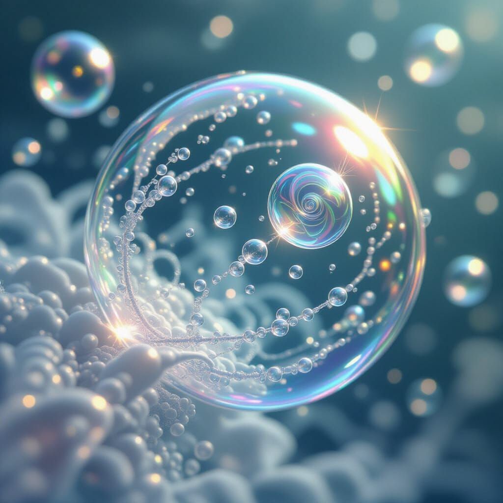 Shimmering Iridescent Vapors in Translucent Bubbles