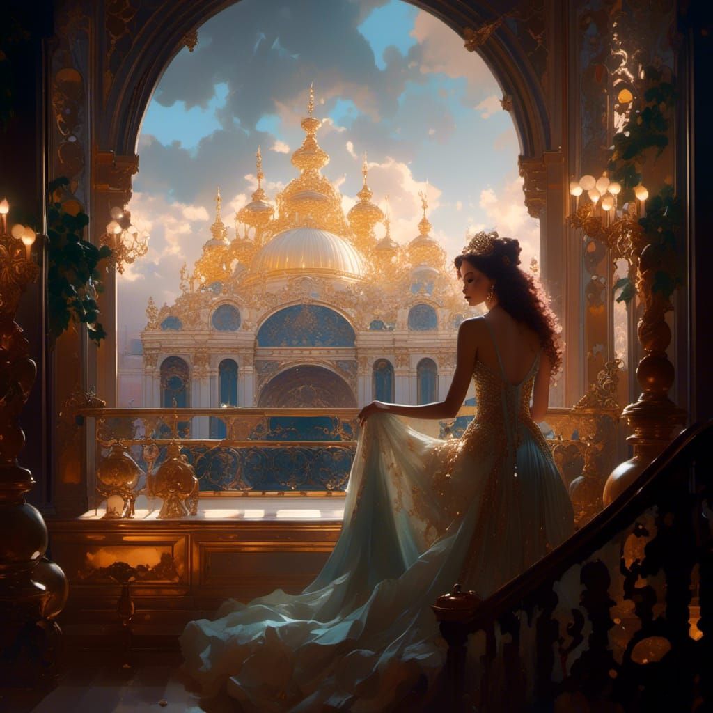 Rococo Lady with Pearls and Gems