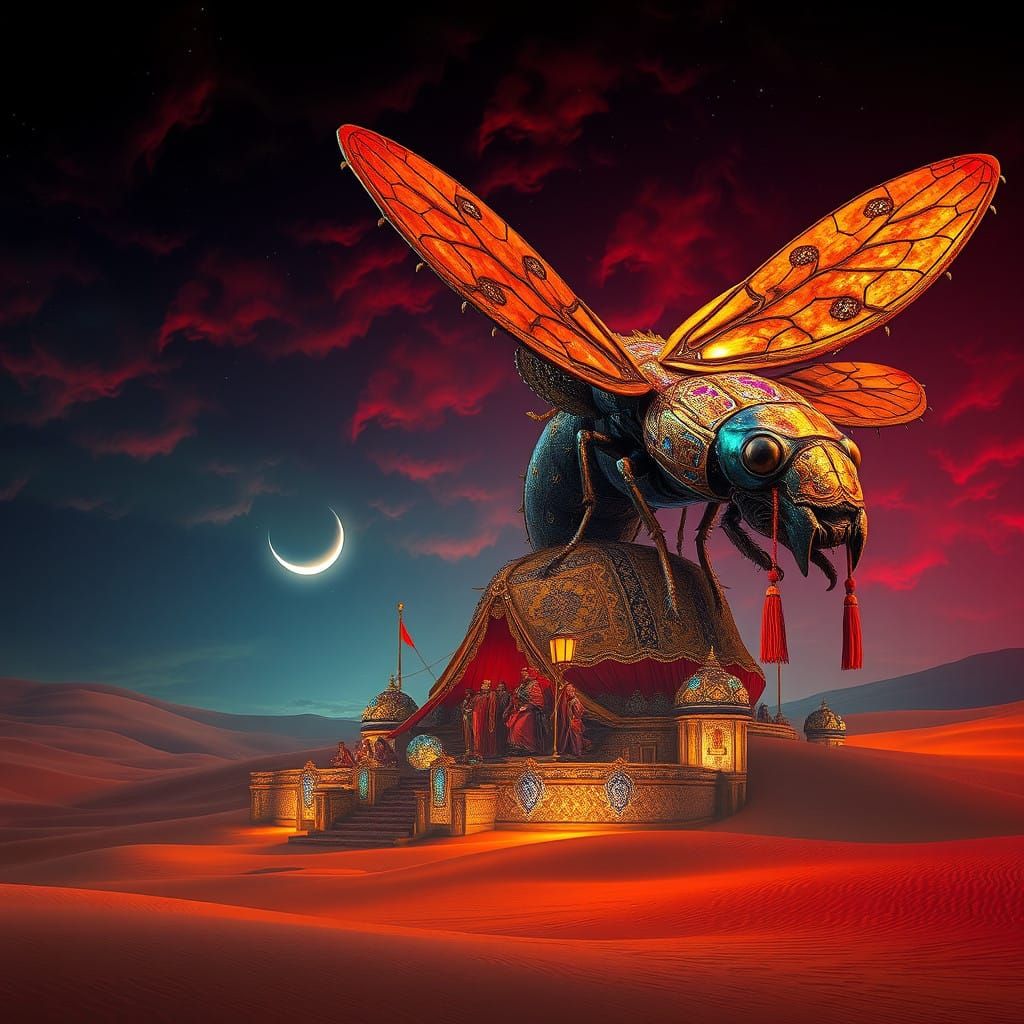 Majestic, Iridescent Insect: A Fantastical Beast of Burden