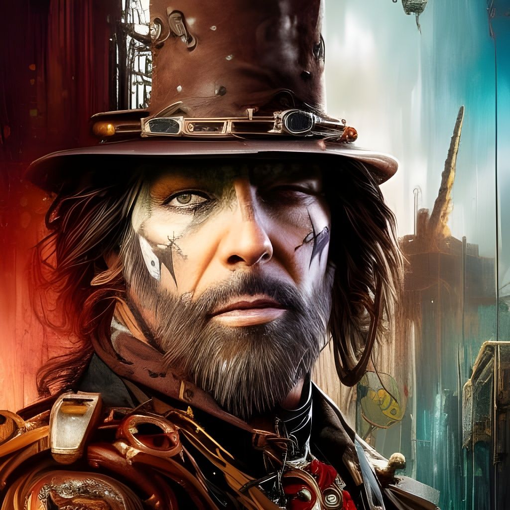 Undead Steampunk Man in Gritty Urban Concept Art