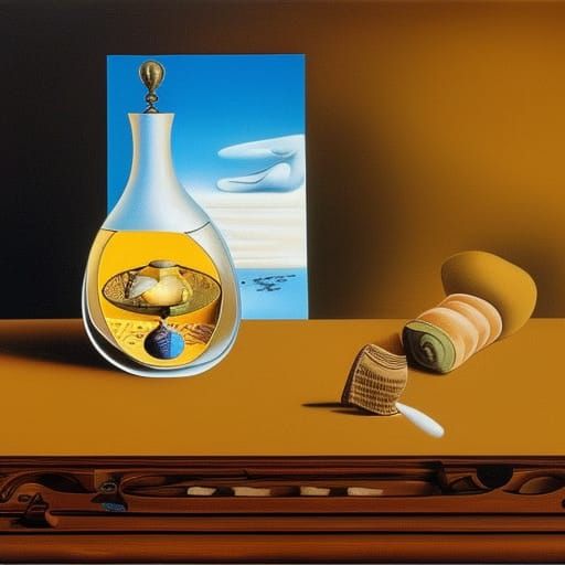 Surreal Perfumer's Palette: Dali-esque Oil Painting