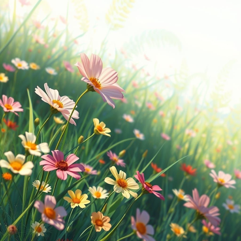 Lush Field of Flowers in Impressionist Style