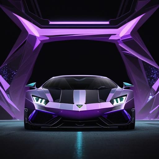 Purple Lamborghini in Crystalline Cave: Matte Painting