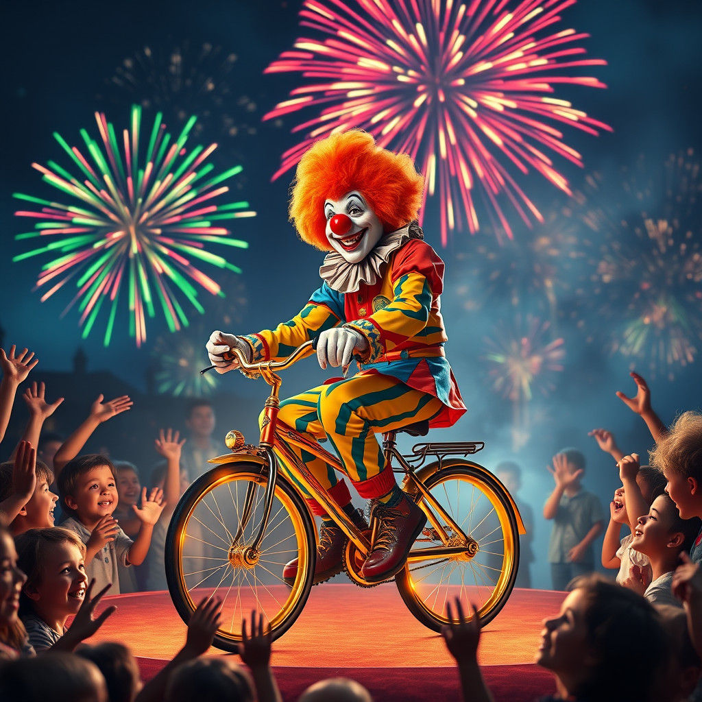 Clown's Fireworks Show: A Matte Painting Spectacle