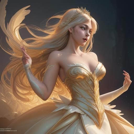 Swan Princess Portrait in Art Nouveau Style