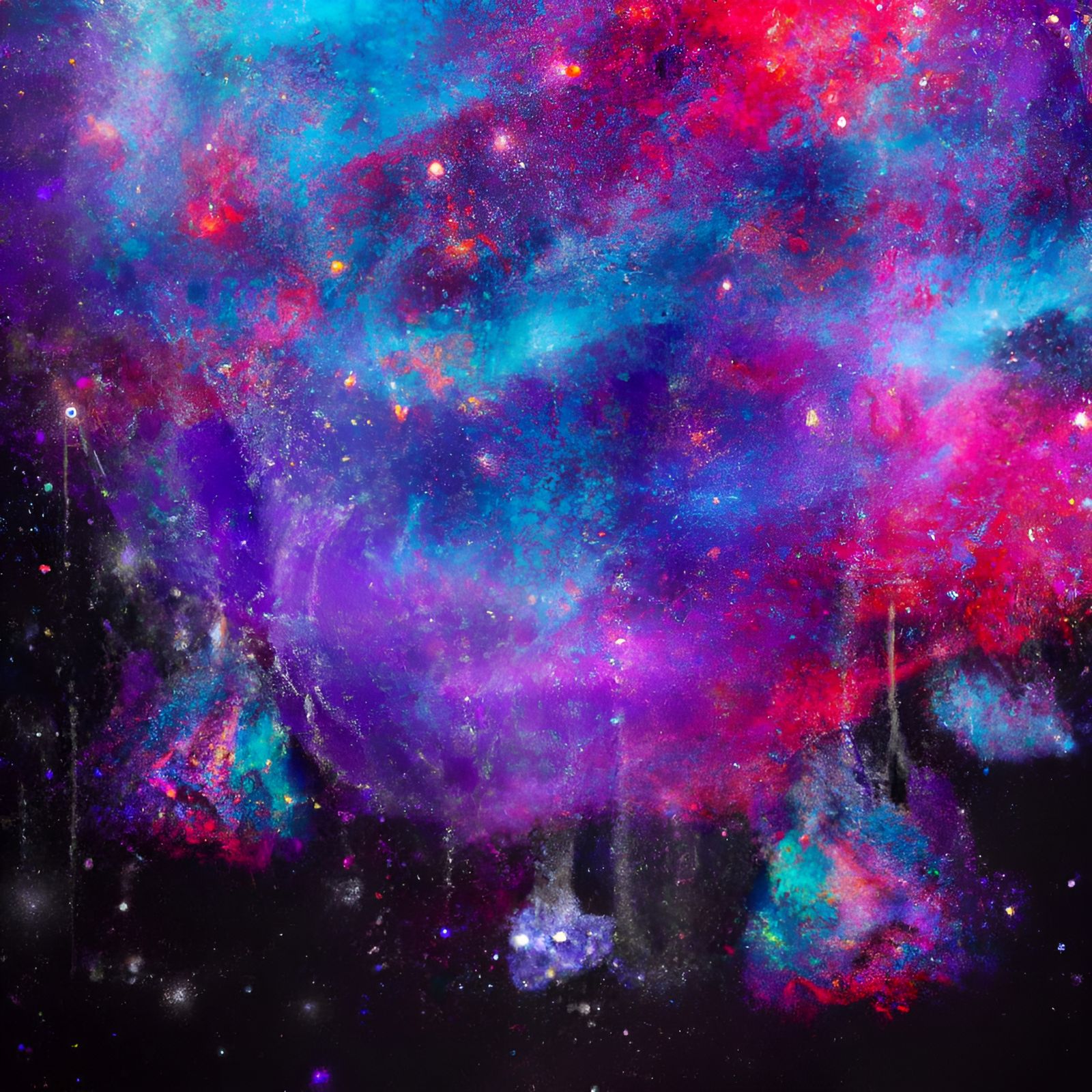 Holographic Astral Cosmos Illustration in Boho Style