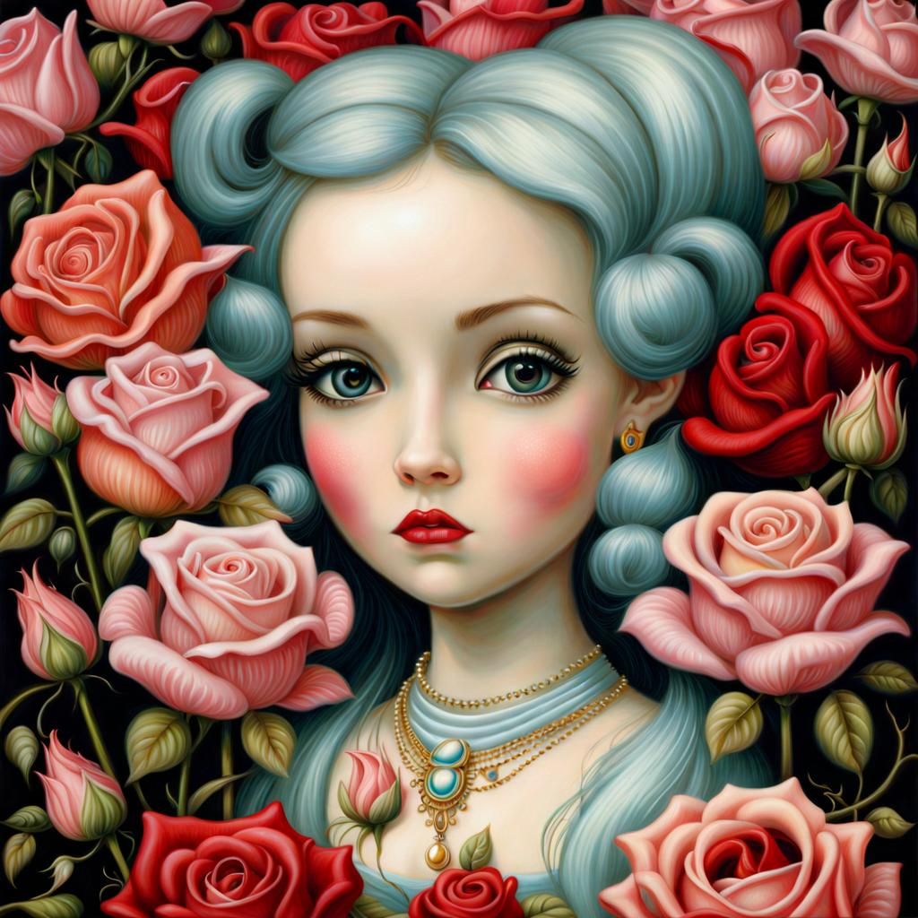 Surreal Roses in Pop Surrealist Style